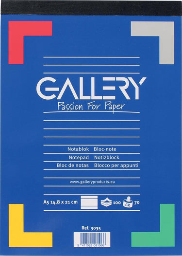 Gallery schrijfblok, ft a5, gelijnd, blok van 100 vel