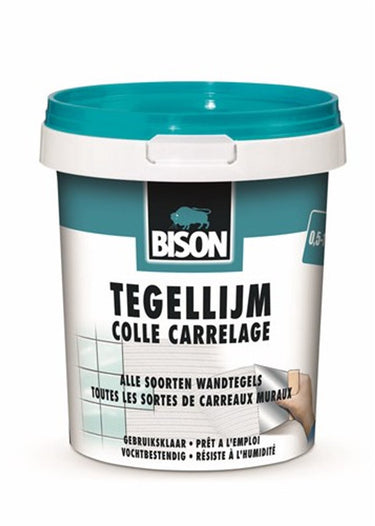 Bison tegellijm pot 1 kg, voor alle soorten wandtegels, vochtbestendig, makkelijk verwerkbaar, oplosmiddelvrij, eenvoudig aan te brengen