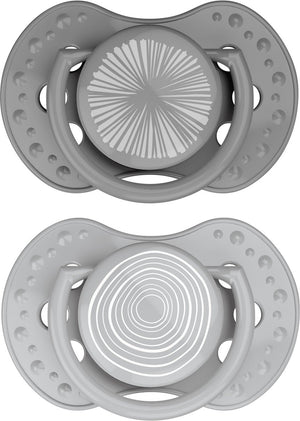 Difrax lovi fopspeen dynamisch - classy - 6 tot 18 maanden - grijs - 2 stuks