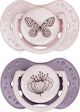 Difrax lovi fopspeen dynamisch - classy - 0 tot 6 maanden - roze paars - 2 stuks