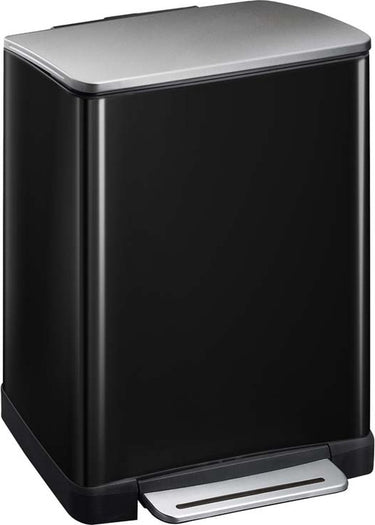 Eko - e-cube recycling pedaalemmer 28+18 liter - stainless steel plastic - zwart glanzend, mat rvs - prullenbak