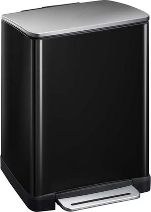 Eko - e-cube recycling pedaalemmer 28+18 liter - stainless steel plastic - zwart glanzend, mat rvs - prullenbak