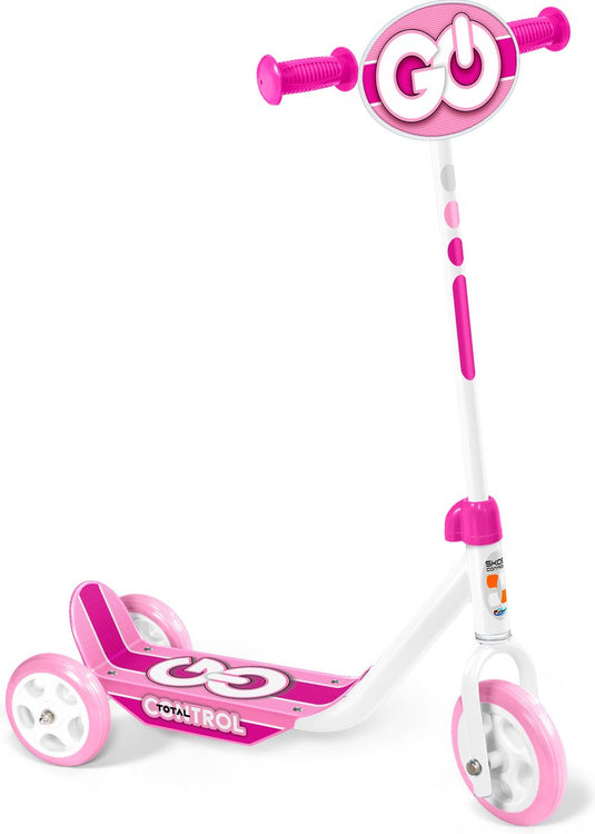 Stamp scooter girl skids control 3 wheels
