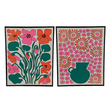 Decoris schilderij canvas fsc 100% 2.8cm x w.40cm x h.50cm met roze-groene bloemen