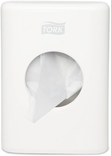Tork 566000 dispenser damesverbandzakjes wit 36x140x100mm per stuk sanitary towel bag dispenser (566000)