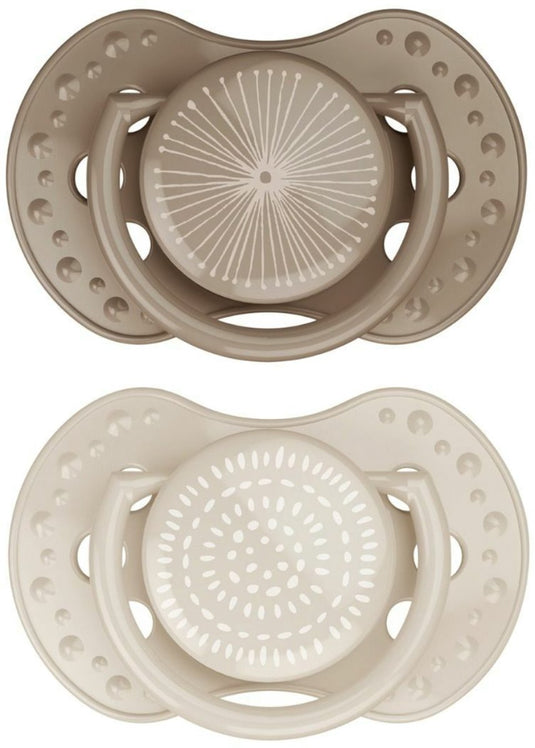 Difrax lovi fopspeen dynamisch - classy - 6 tot 18 maanden - beige bruin - 2 stuks