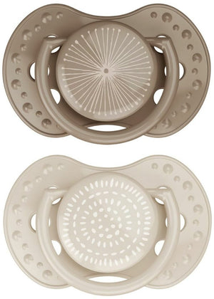Difrax lovi fopspeen dynamisch - classy - 0 tot 6 maanden - beige bruin - 2 stuks