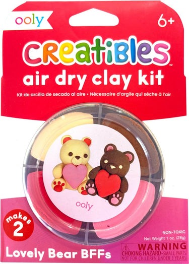 Ooly - creatibles - mini air dry clay kit - lovely bear bff's - 4 kleikleuren