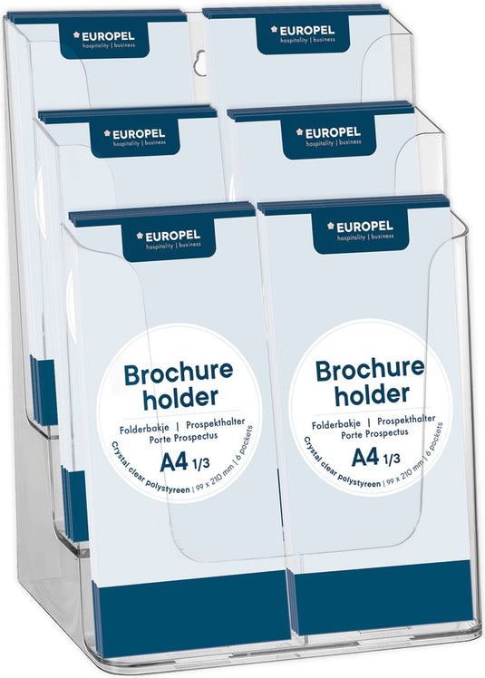 Europel folderbakjes meervoudig – flyers, folders visitekaartjes – 6x 1 3 a4 – 9,9 x 21 cm – glasheldere presentatie – beurzen en kantoren
