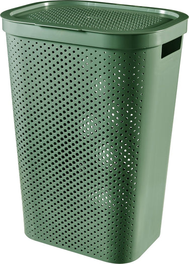 Curver infinity recycled dots wasmand met deksel - 60l - groen