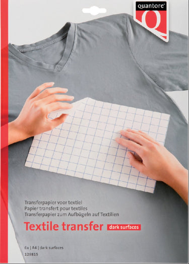Quantore transferpapier voor textiel - 6 vellen - donkere kleding - a4