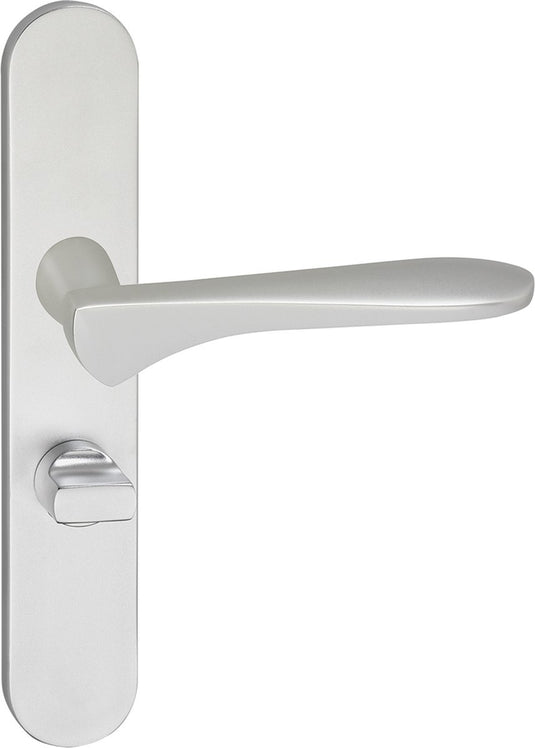 Impresso deurkruk - watford - voor binnen - ovaal deurschild met toiletsluiting - aluminium - 2 stuks