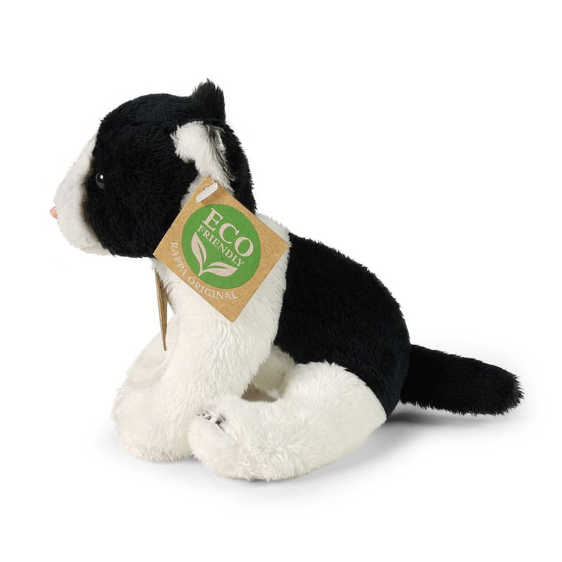 Load image into Gallery viewer, Pluche zwart-wit kat 14 cm eco-friendly

