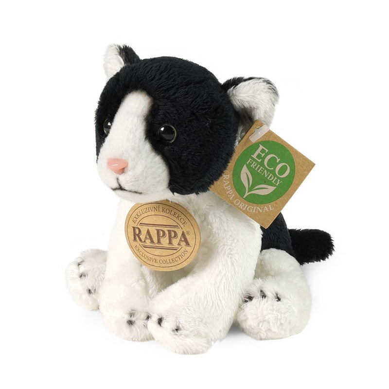 Load image into Gallery viewer, Pluche zwart-wit kat 14 cm eco-friendly
