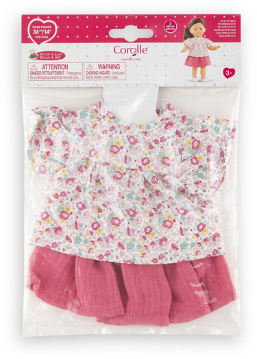 Corolle poppenkleding set bloemenblouse en rok 36cm poppenaccessoire.