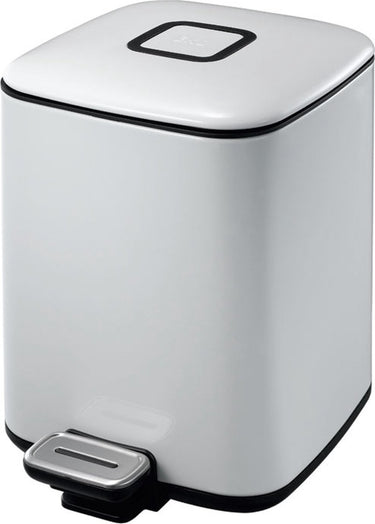 Eko - regent pedaalemmer 6 liter - steel plastic - wit - prullenbak