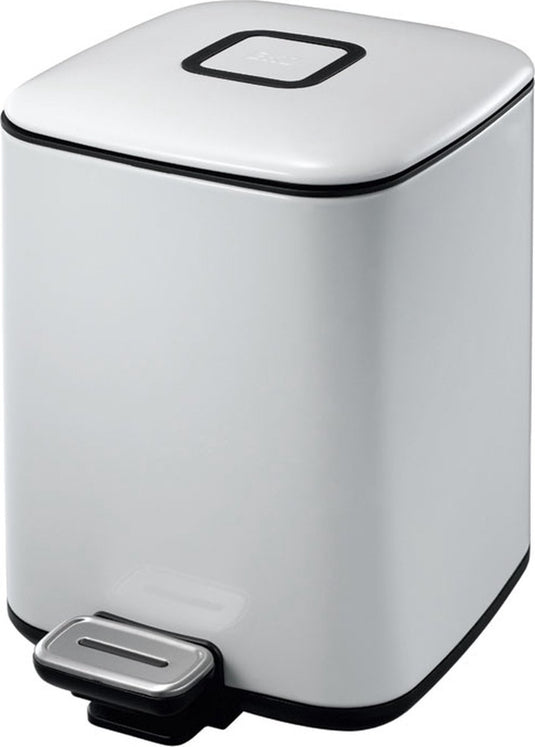 Eko - regent pedaalemmer 6 liter - steel plastic - wit - prullenbak