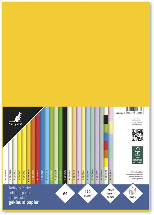 Merkloos sans marque kangaro papier - formaat a4 - 80 grams - goudgeel - pak 100 vel