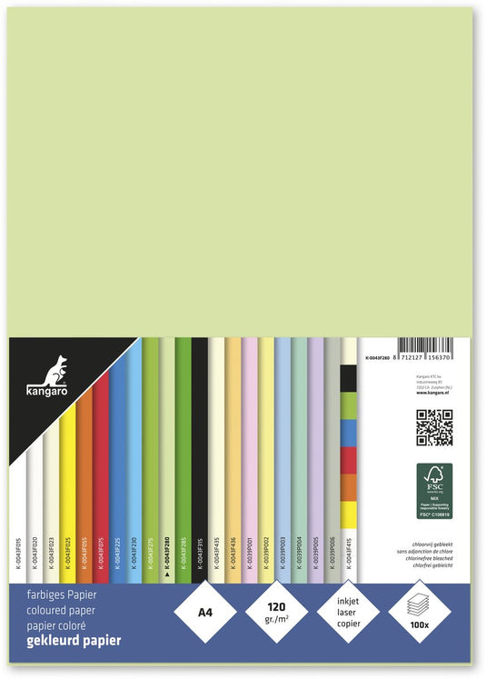 Kangaro papier - a4 - 120 grams fsc - pak 100 vel - lichtgroen