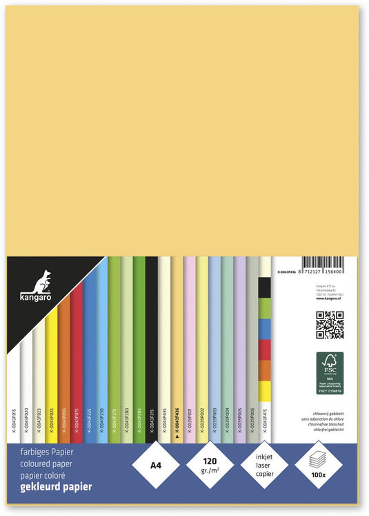 Kangaro papier - a4 - 120 grams - pak 100 vel - donkerchamois