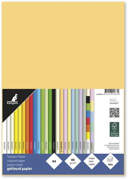 Merkloos sans marque kangaro papier - formaat a4 - 80 grams - donkerchamois - pak 100 vel