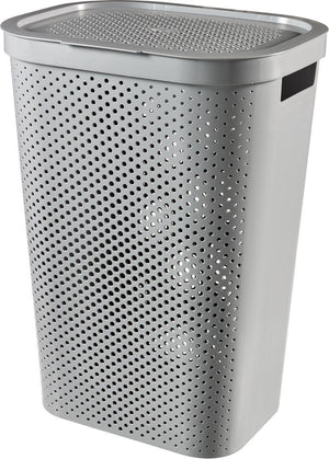 Curver infinity recycled dots wasmand met deksel - 60l - grijs