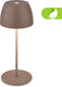 Briloner serina mini - snoerloze led tafellamp ip44 - 7503012 - dimbaar - touch - spatwaterdicht - snoerloos - verwisselbare batterij en lichtbron - ø8 x 20 cm - kap sand