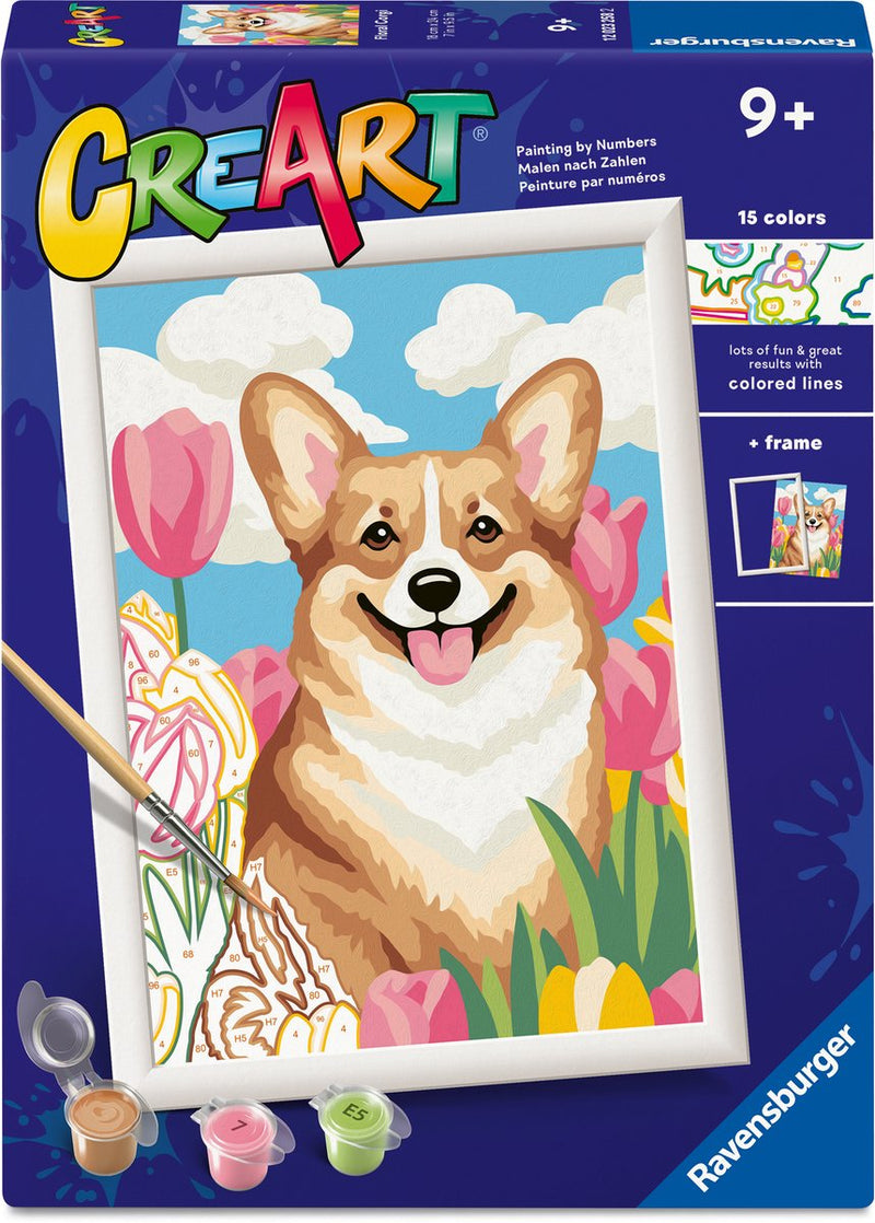 Load image into Gallery viewer, Ravensburger – creart: floral corgi – schilderen op nummer
