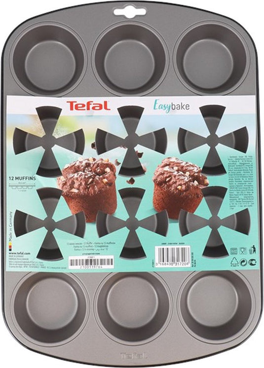 Tefal easybake muffinvorm - cupcake bakvorm - 38 x 27 cm - 12 muffins