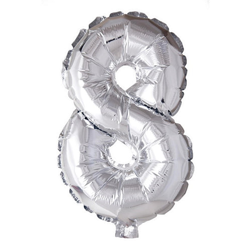 Globos folie ballon nummer '8' zilver 40cm
