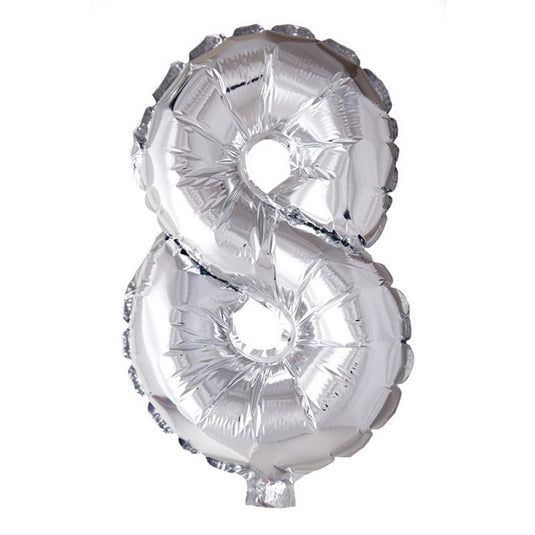 Globos folie ballon nummer '8' zilver 40cm