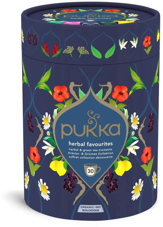Pukka tea favorites collection giftset - 30 theezakjes - biologische groene thee kruidenthee - 5 x 6 zakjes - thee voordeelverpakking