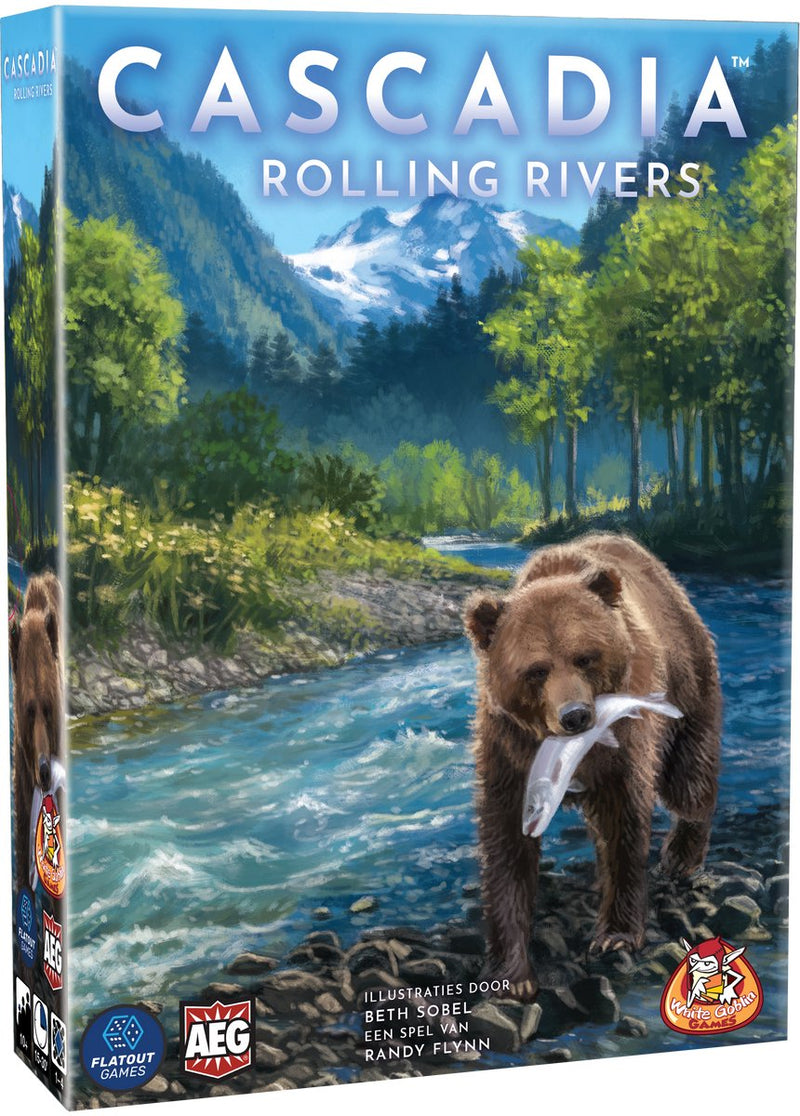 Load image into Gallery viewer, White goblin games - cascadia: rolling rivers - dobbelspel - 1 tot 4 spelers - gezelschapsspel - natuur strategie - flip-roll-and-write spel
