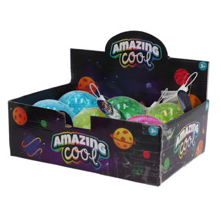 Afbeelding laden in galerijviewer, Amazing cool stuiterbal glitter met lampje 10 cm assorti | 6 stuks
