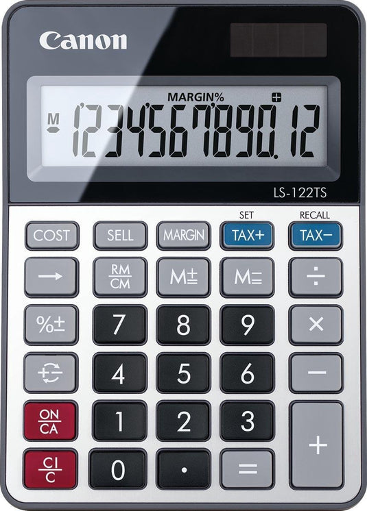 Canon elektronische kantoorrekenmachine voor financiële afdelingen ls 122ts dubbel zilver