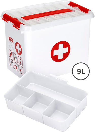 Sunware q-line ehbo opbergbox 9l met inzet - 30x20x22.3 cm - zonder inhoud