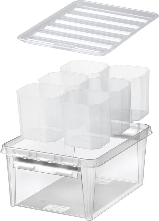 Smartstore - classic 15 opbergbox 14 liter met 6 vakverdelers - polypropyleen - transparant