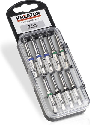 Kreator - accessories - krt064500 - cr-v bit set - pz ph sl - 9 st.