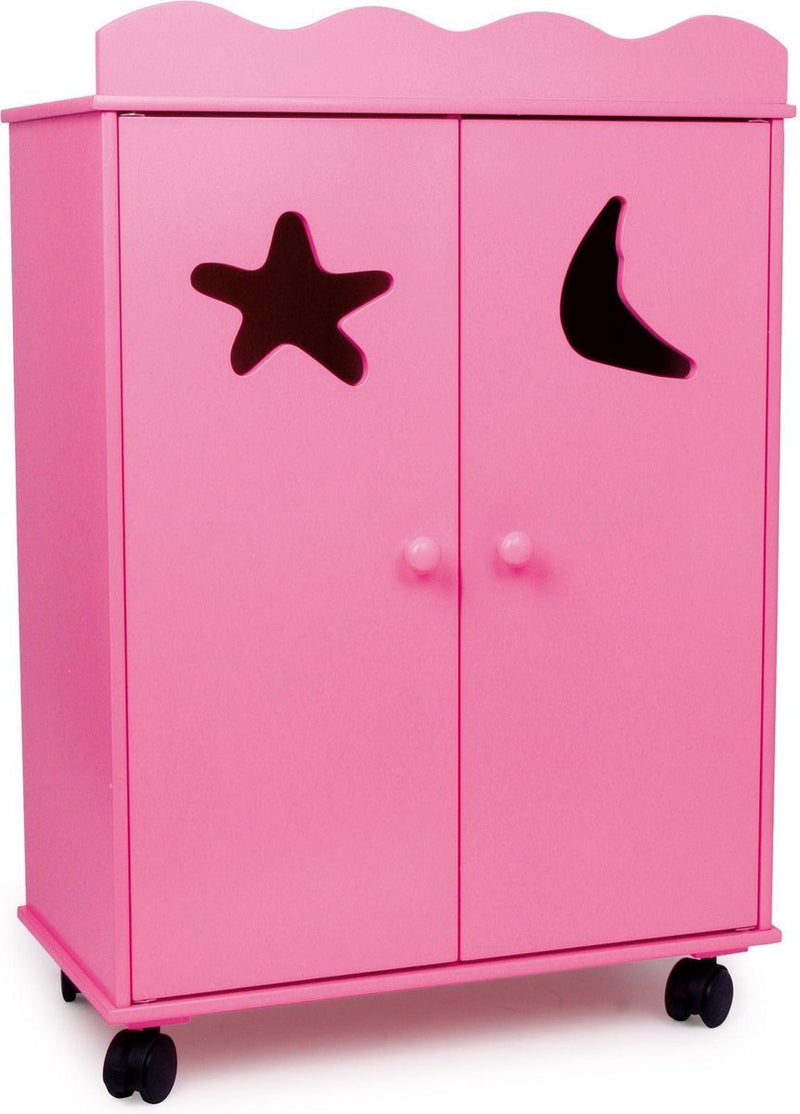 Load image into Gallery viewer, Small foot - houten poppen kledingkast roze
