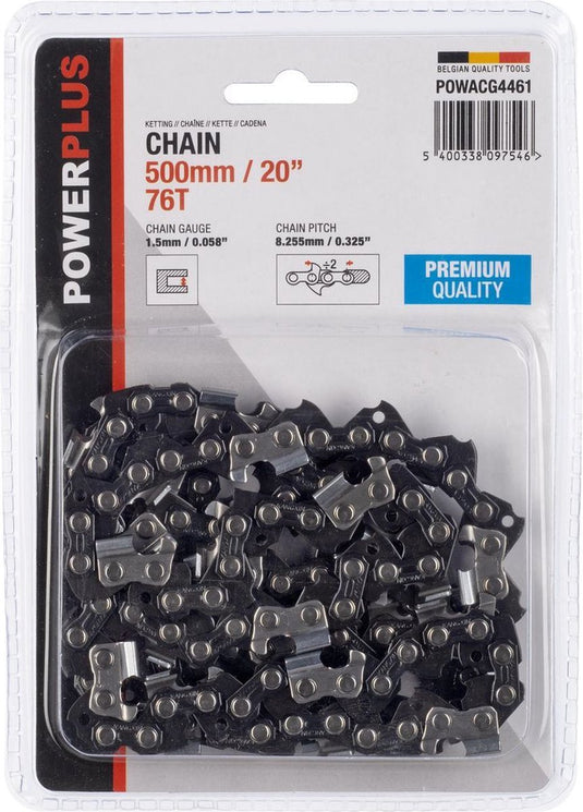 Powerplus ketting voor kettingzaag powacg4461– zwaardlengte 500 mm, 76 t – 20”, zaagketting, tuingereedschap