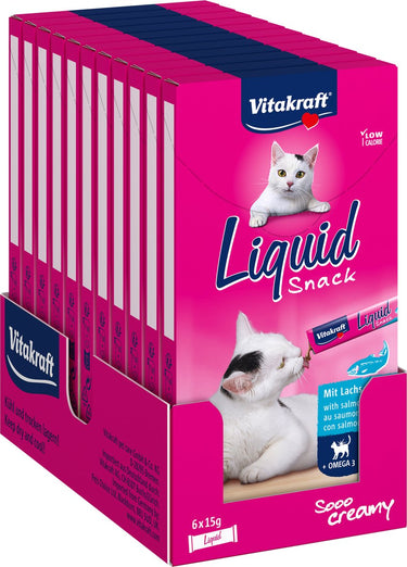 Vitakraft liquid snack zalm - 11x6 stuks (66 stuks) - 66x15 gram