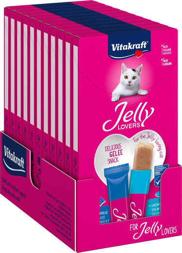 Vitakraft jelly lovers zalm en schol - 11x6 stuks (66 stuks) - 66x15 gram