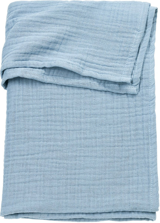 Meyco baby uni wieglaken - pre-washed hydrofiel - jeans blue - 75x100cm - 0.3 tog