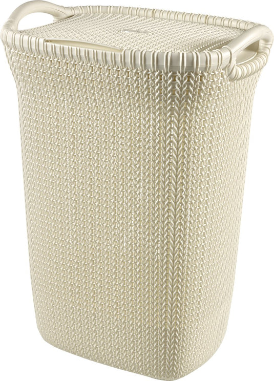 Curver knit wasmand met deksel - 57l - oasis white