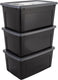 Iris clearbox opbergbox - 50l - kunststof - zwart grijs - set van 3