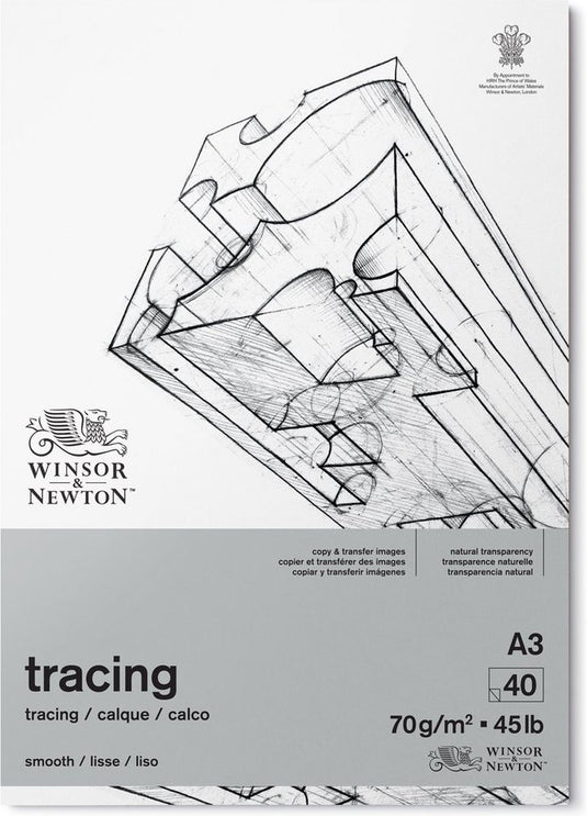 Winsor newton 6674002 tracing paper pad a3 – 70 g m², 40 vellen, transparant papier voor tekenen, schetsen overlays