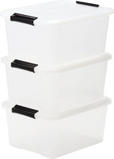 Iris topbox opbergbox - 15l - kunststof - transparant - set van 3