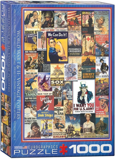 Eurographics - eerste en tweede wereldoorlog vintage posters [wwi wwii vintage posters] - 1000 stukjes 48×68cm (b×h) - legpuzzel