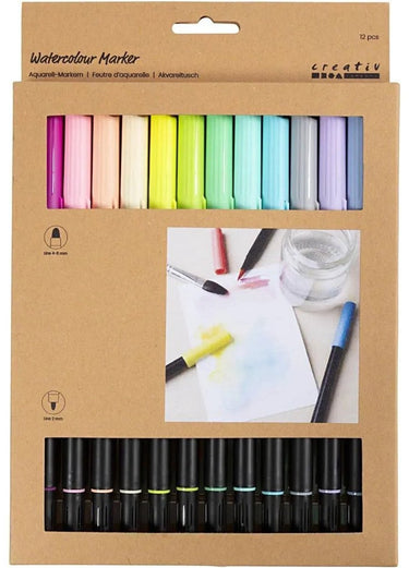 Creativ company dubbelzijdige aquarelmarker - 12 kleuren