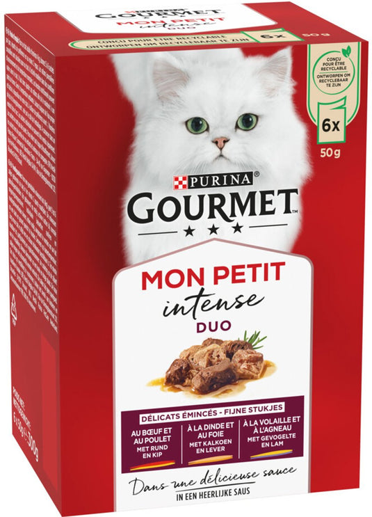 Gourmet mon petit intense - kattenvoer natvoer - duo vlees - 48 x 50 g